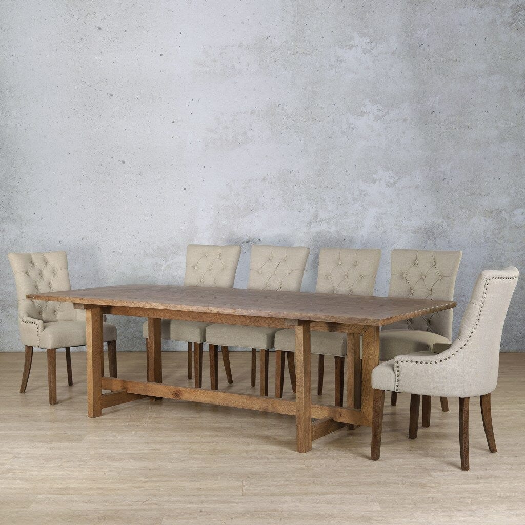 Bolton Wood Top & Duchess 10 Seater Dining Set Dining room set Leather Gallery Antique Dark Oak
