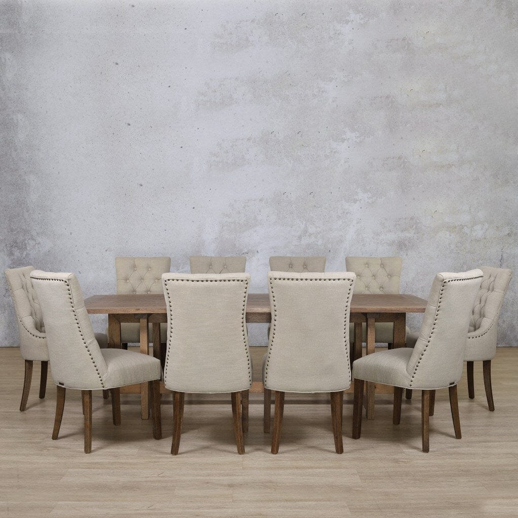 Bolton Wood Top & Duchess 10 Seater Dining Set Dining room set Leather Gallery Antique Dark Oak