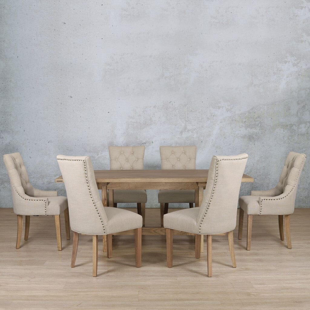 Bolton Wood Top & Duchess 6 Seater Dining Set Dining room set Leather Gallery Antique Natural Oak