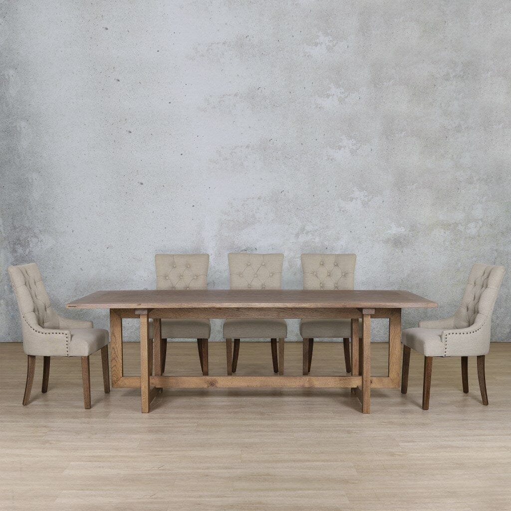 Bolton Wood Top & Duchess 8 Seater Dining Set Dining room set Leather Gallery Antique Dark Oak 