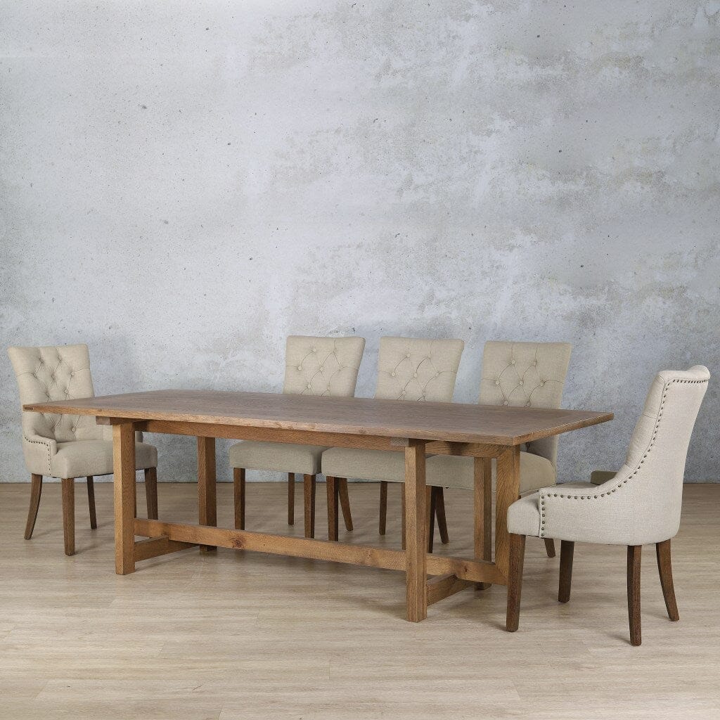 Bolton Wood Top & Duchess 8 Seater Dining Set Dining room set Leather Gallery Antique Dark Oak 