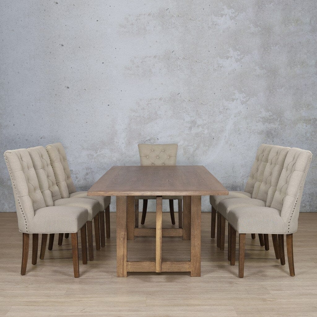 Bolton Wood Top & Duchess 8 Seater Dining Set Dining room set Leather Gallery Antique Dark Oak 