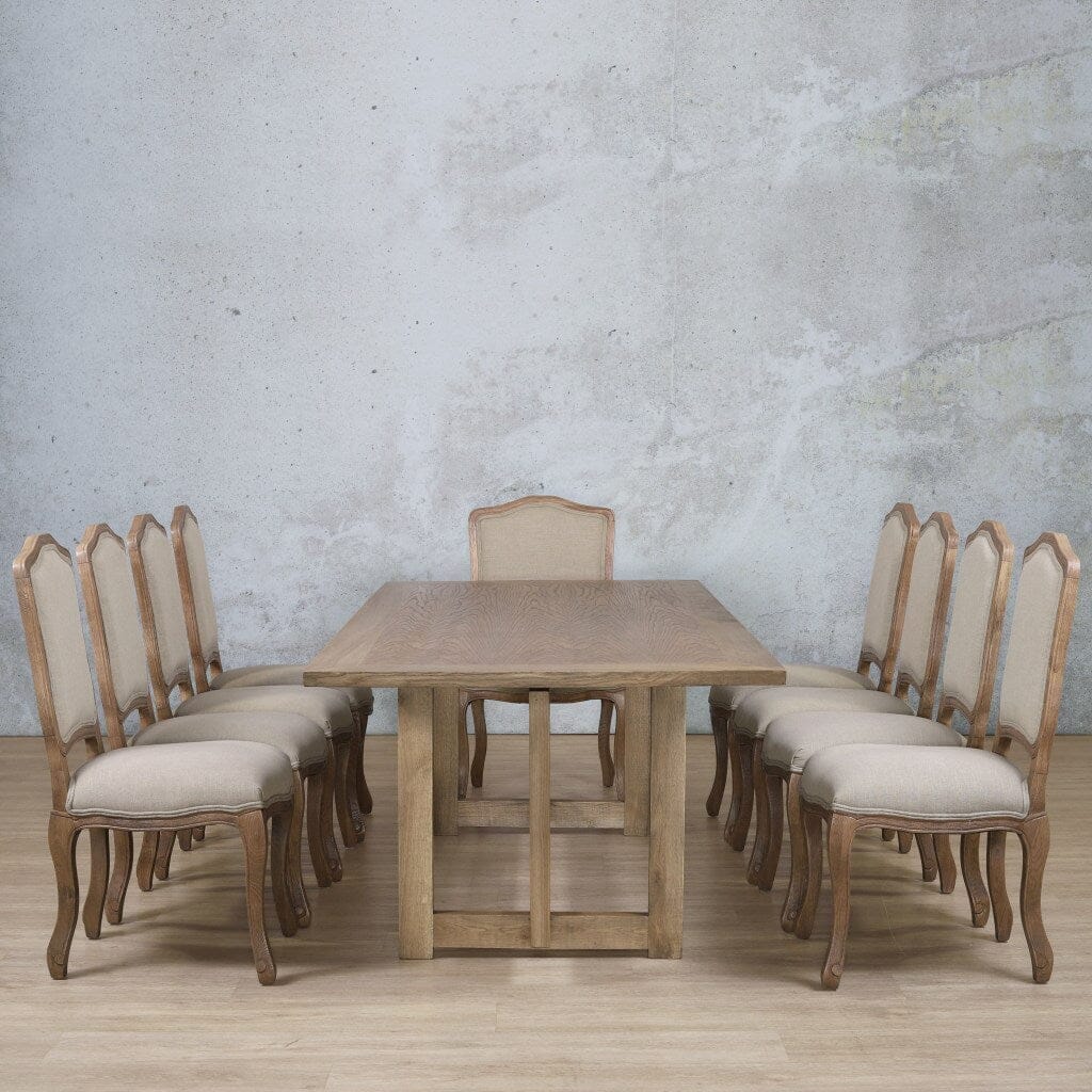 Bolton Wood Top & Duke 10 Seater Dining Set Dining room set Leather Gallery Antique Natural Oak 