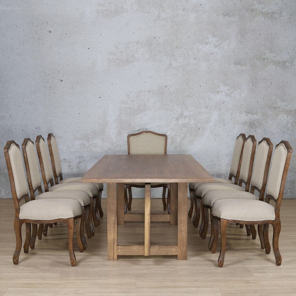 Bolton Wood Top & Duke 10 Seater Dining Set Dining room set Leather Gallery Antique Dark Oak 