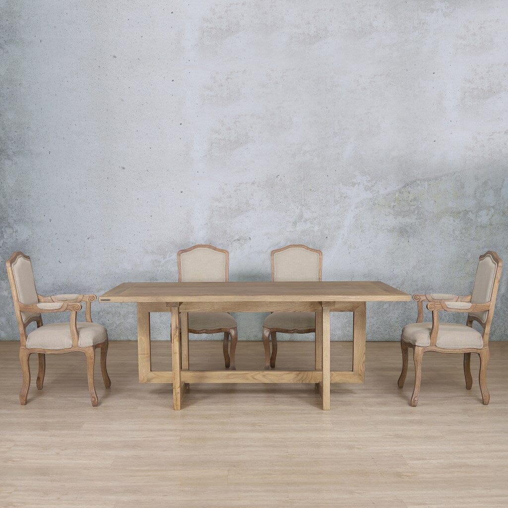 Bolton Wood Top & Duke 6 Seater Dining Set Dining room set Leather Gallery Antique Natural Oak 
