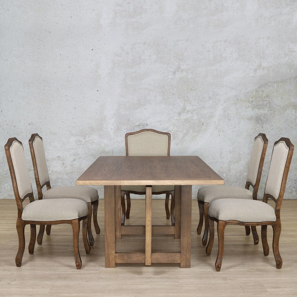 Bolton Wood Top & Duke 6 Seater Dining Set Dining room set Leather Gallery Antique Dark Oak 