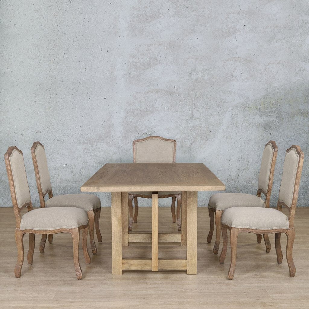 Bolton Wood Top & Duke 6 Seater Dining Set Dining room set Leather Gallery Antique Natural Oak 