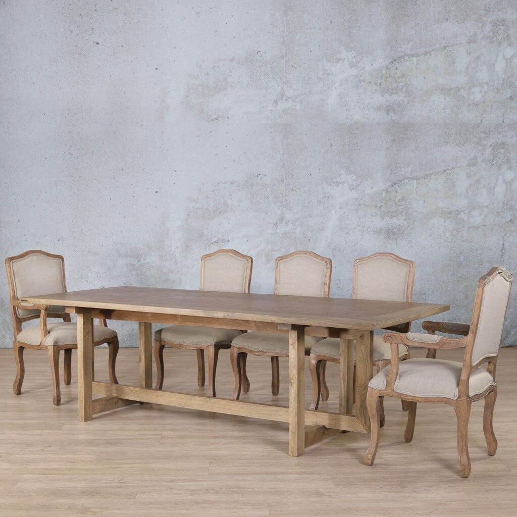 Bolton Wood Top & Duke 8 Seater Dining Set Dining room set Leather Gallery Antique Natural Oak 