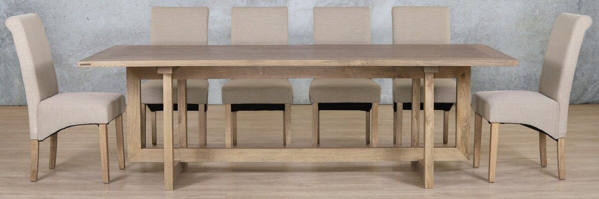 Bolton Wood Top & Windsor 10 Seater Dining Set Dining room set Leather Gallery Antique Natural Oak