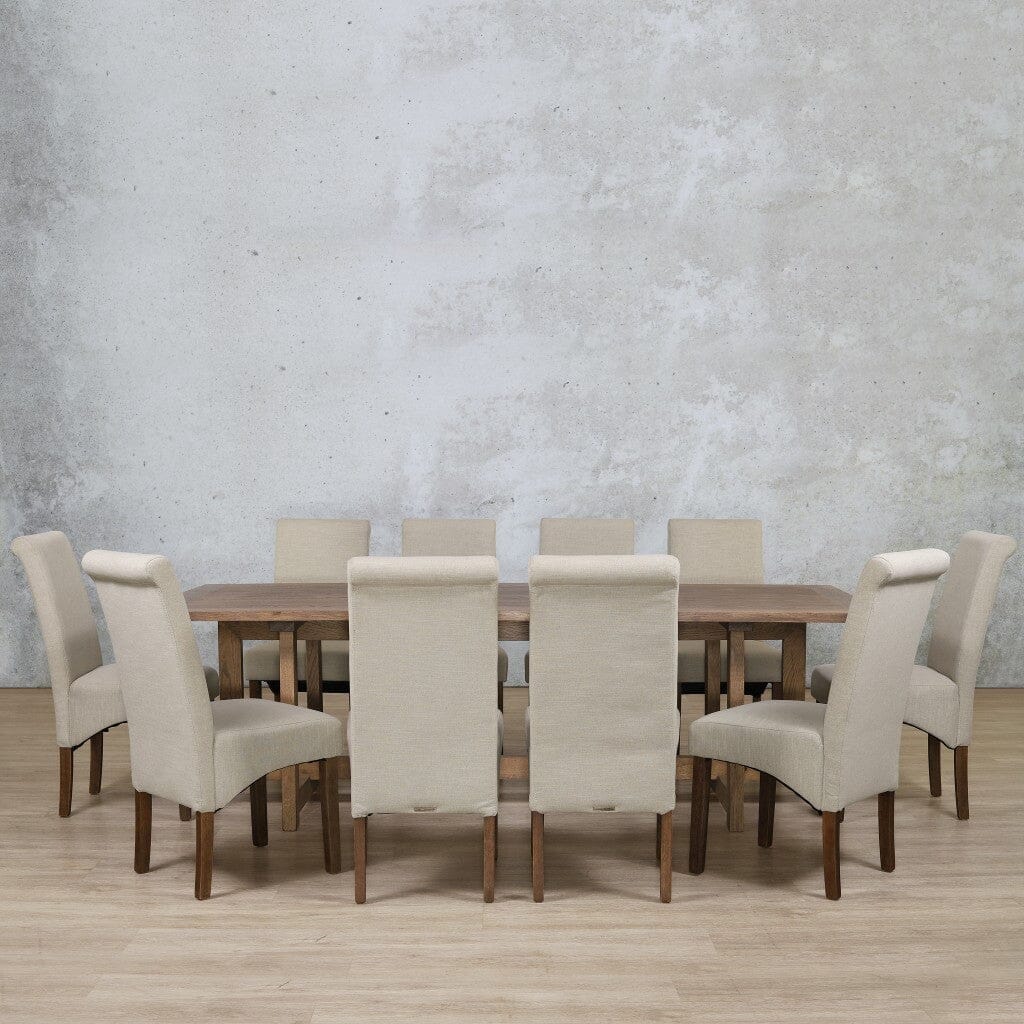 Bolton Wood Top & Windsor 10 Seater Dining Set Dining room set Leather Gallery Antique Dark Oak
