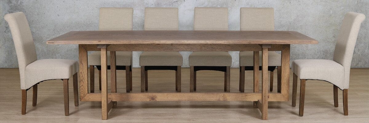 Bolton Wood Top & Windsor 10 Seater Dining Set Dining room set Leather Gallery Antique Dark Oak