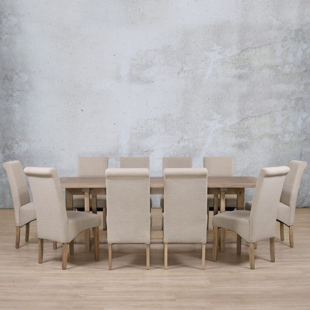 Bolton Wood Top & Windsor 10 Seater Dining Set Dining room set Leather Gallery Antique Natural Oak