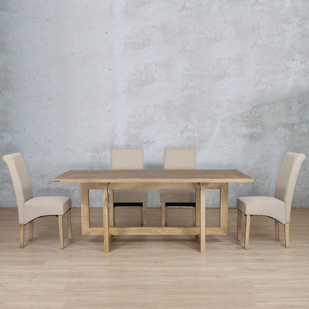 Bolton Wood Top & Windsor 6 Seater Dining Set Dining room set Leather Gallery Antique Natural Oak 