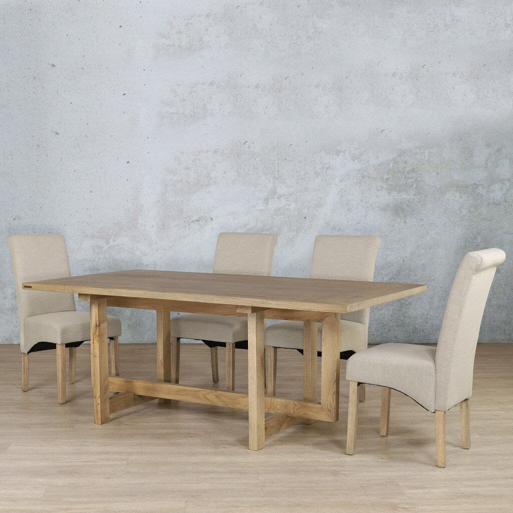 Bolton Wood Top & Windsor 6 Seater Dining Set Dining room set Leather Gallery Antique Natural Oak 