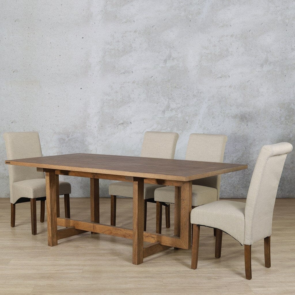 Bolton Wood Top & Windsor 6 Seater Dining Set Dining room set Leather Gallery Antique Dark Oak 