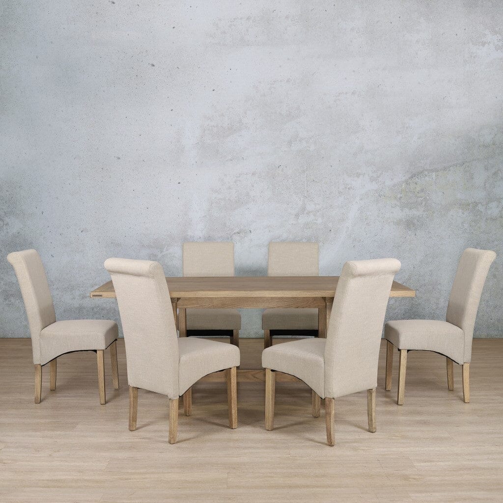 Bolton Wood Top & Windsor 6 Seater Dining Set Dining room set Leather Gallery Antique Natural Oak 