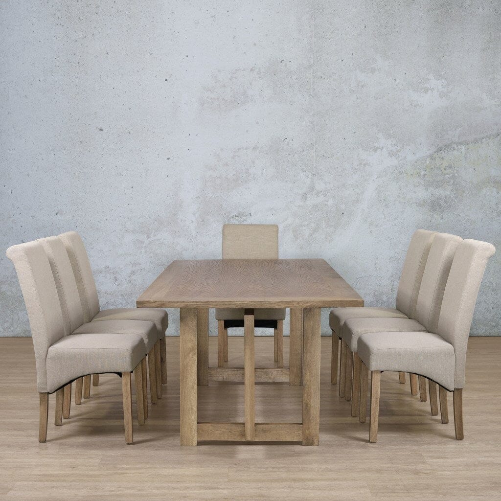 Bolton Wood Top & Windsor 8 Seater Dining Set Dining room set Leather Gallery Antique Natural Oak