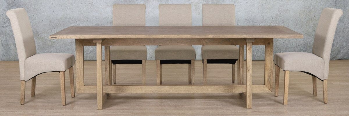 Bolton Wood Top & Windsor 8 Seater Dining Set Dining room set Leather Gallery Antique Natural Oak