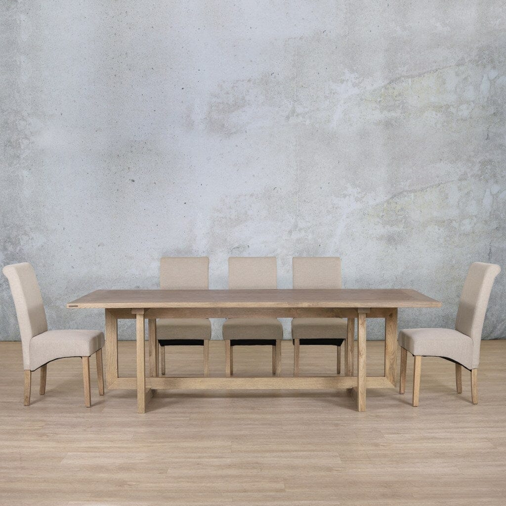 Bolton Wood Top & Windsor 8 Seater Dining Set Dining room set Leather Gallery Antique Natural Oak