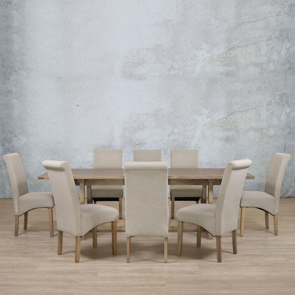 Bolton Wood Top & Windsor 8 Seater Dining Set Dining room set Leather Gallery Antique Natural Oak