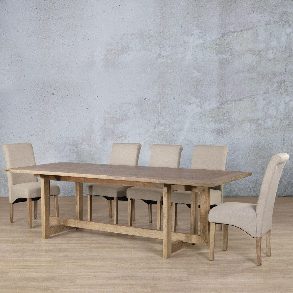 Bolton Wood Top & Windsor 8 Seater Dining Set Dining room set Leather Gallery Antique Natural Oak