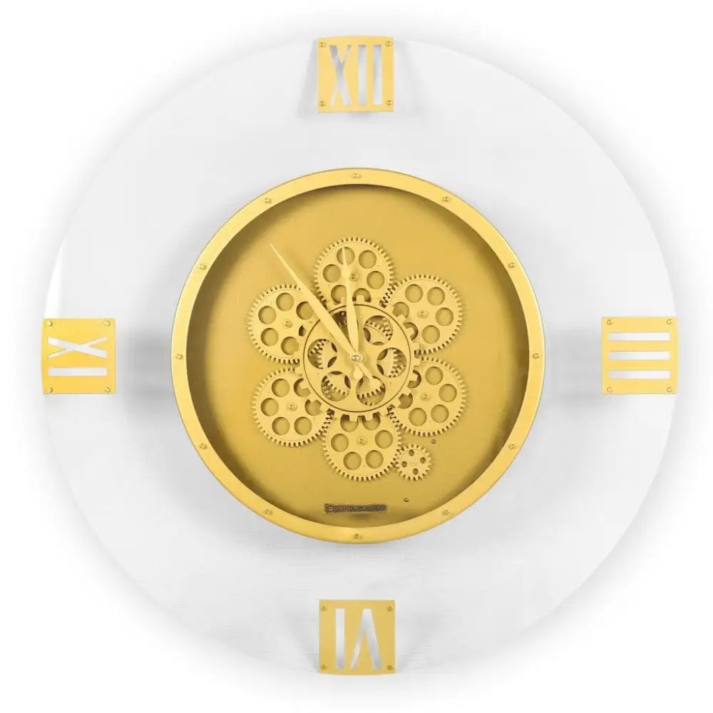 Bordered Modern Gold Gear Wall Clock - Dia 61 cm x 6cm - Clock
