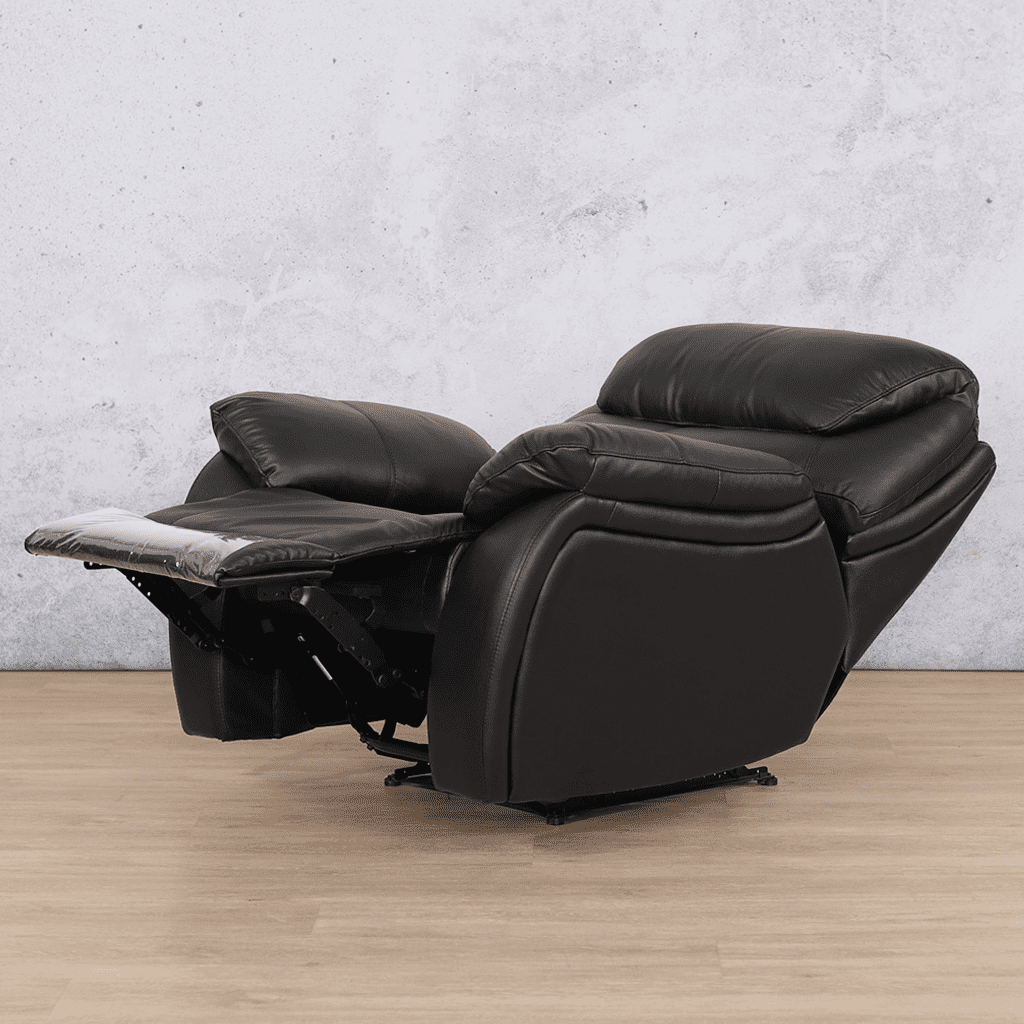 Relax in style with the Cairo black single recliner chair, featuring an ergonomic design and soft leather upholstery for the perfect lounging experience.