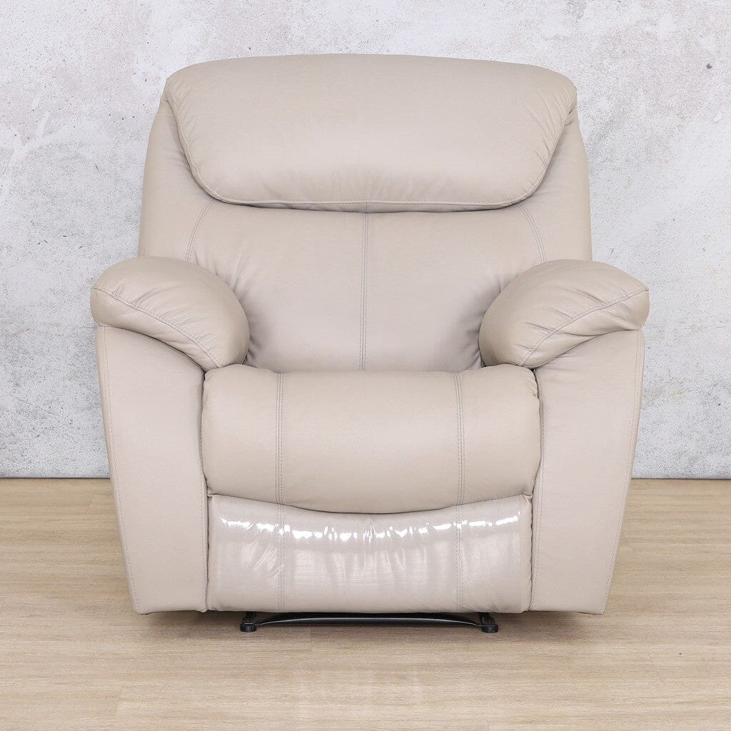 Add contemporary elegance to your living space with the Cairo grey single recliner chair, featuring sleek lines and premium leather for a modern touch.