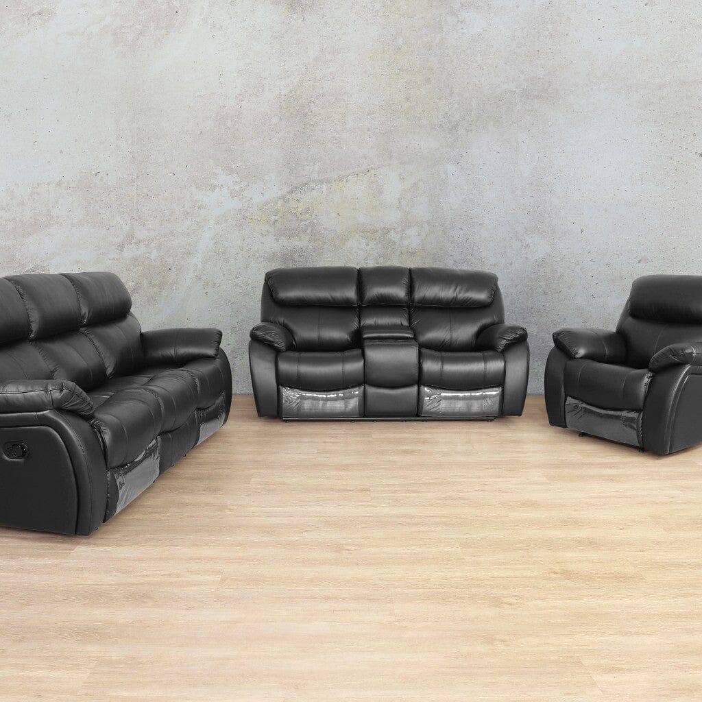 Cairo 3 + 2 + 1 Leather Recliner Home Theatre Suite - Leather Recliner-black