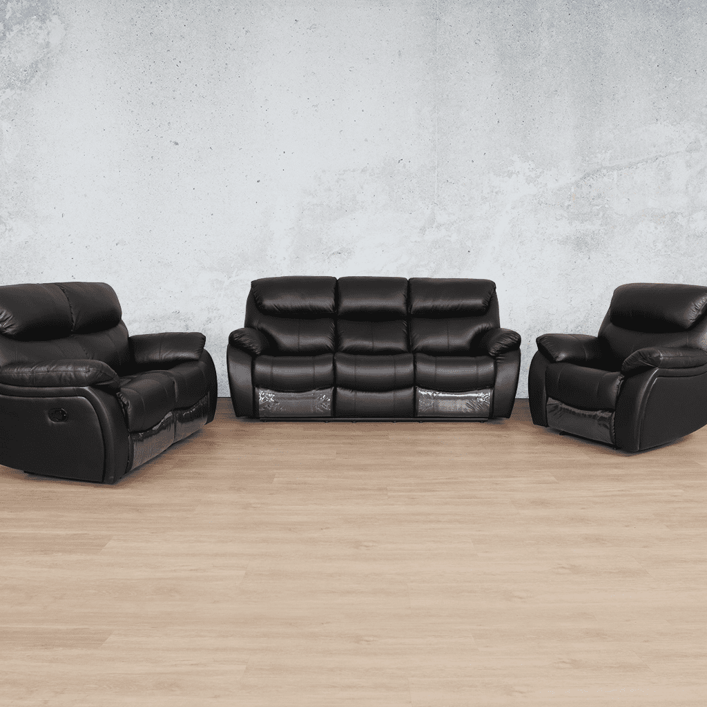 Cairo 3+2+1 Leather Recliner Suite Leather Recliner Leather Gallery Black