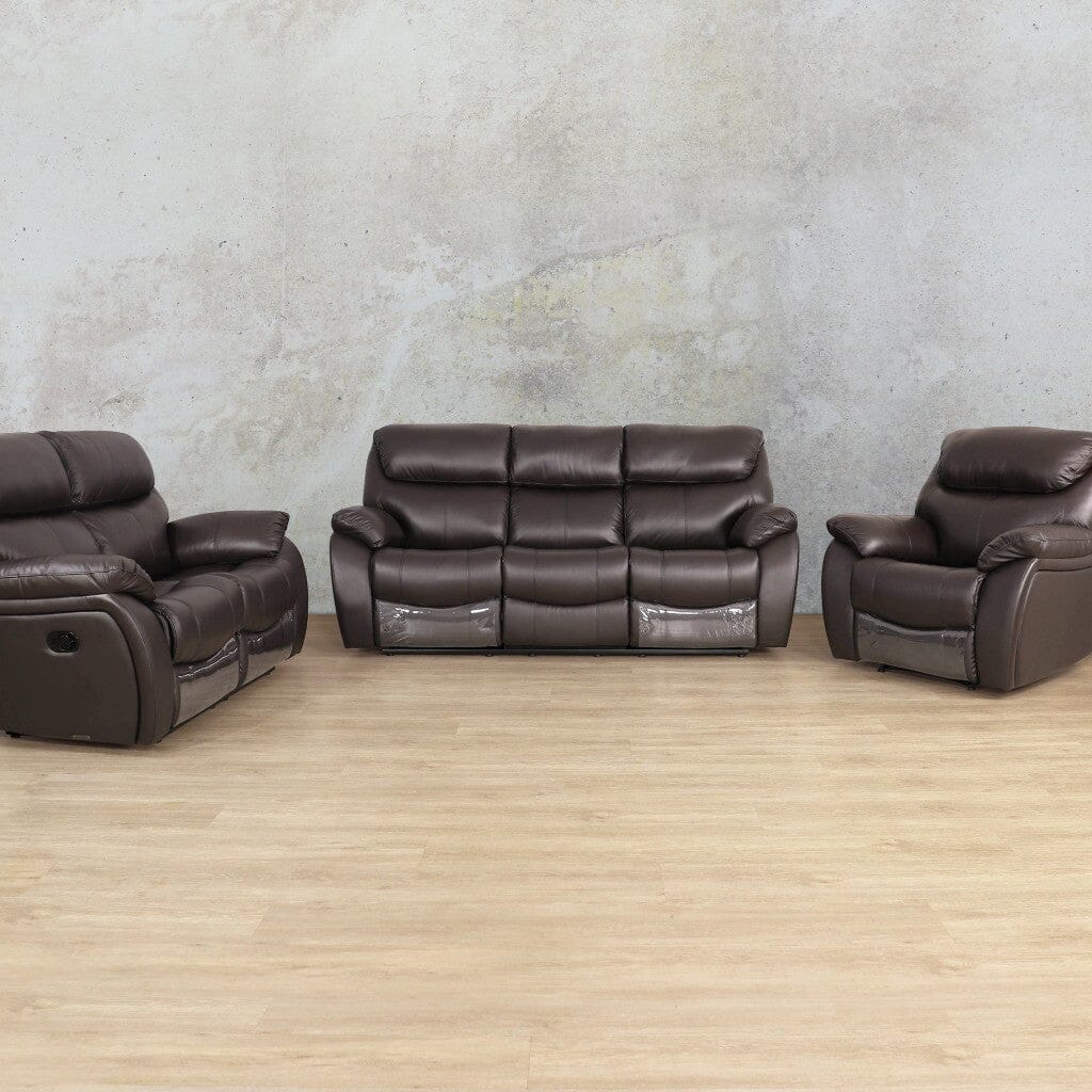 Cairo 3+2+1 Leather Recliner Suite Leather Recliner Leather Gallery Choc