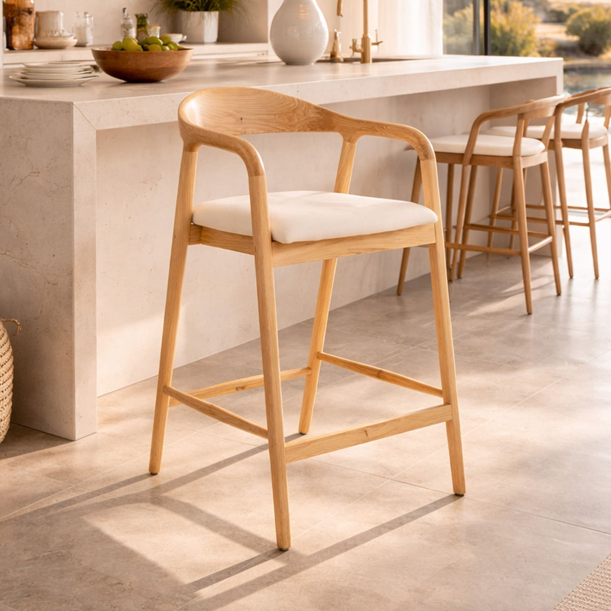 Calvin Bar Dining Chair - Leather Gallery - Natural