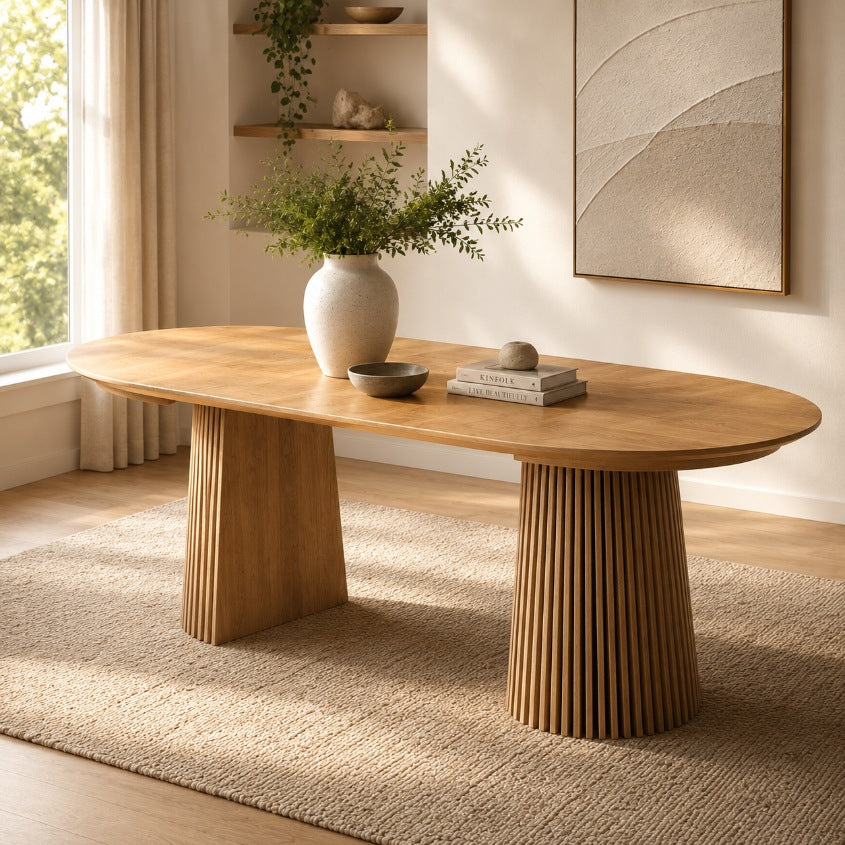 Campbell Dining Table  - Natural | Leather Gallery