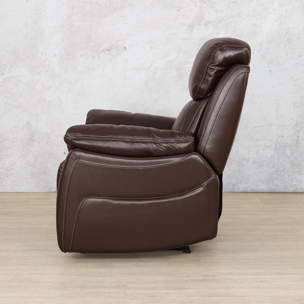 Capri 1 Seater Choc Leather Rise & Recline Leather Recliner from Leather Gallery 