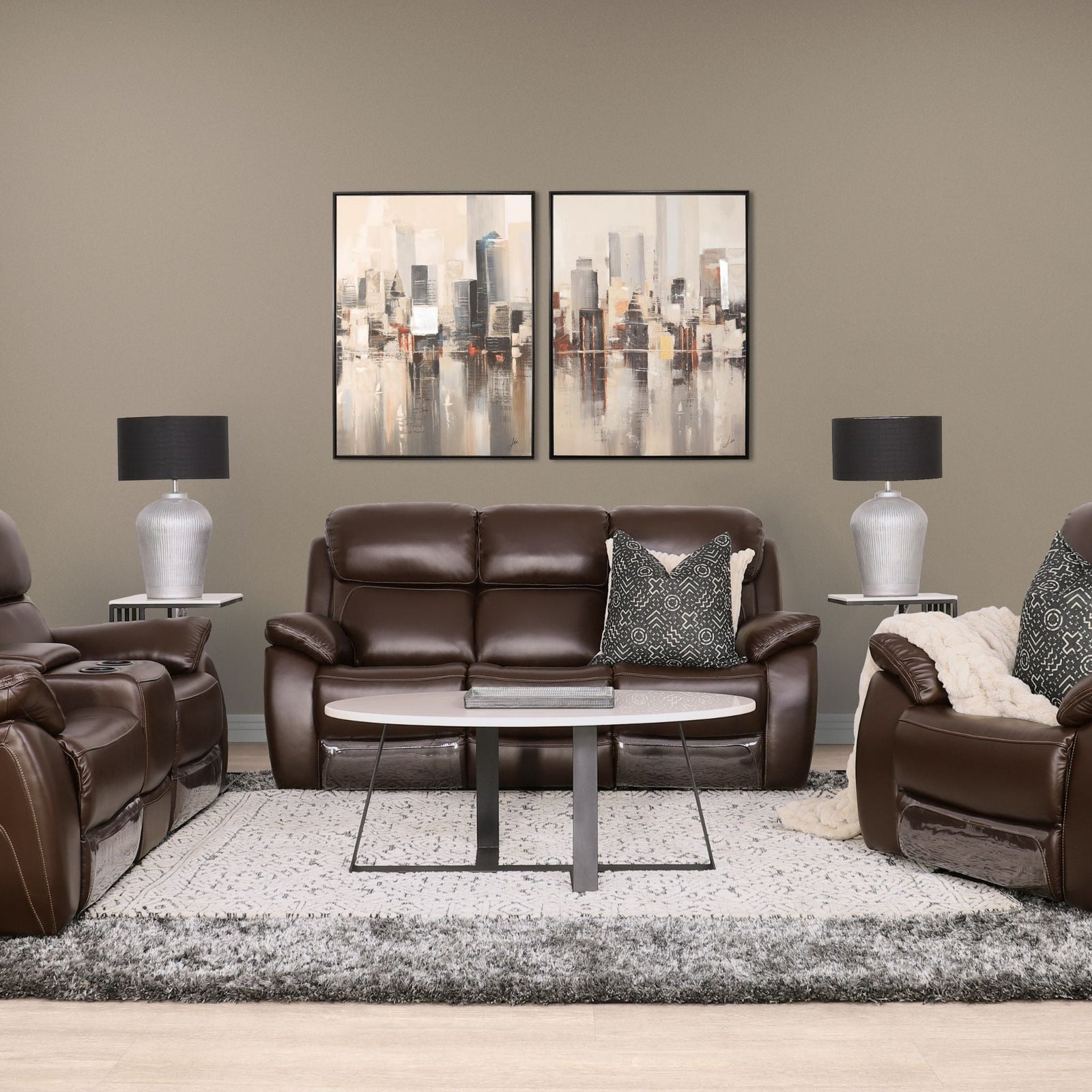Capri 3 + 2 + 1 Home Theatre Suite - Available on Special Order Plan Only - Leather Recliner choc