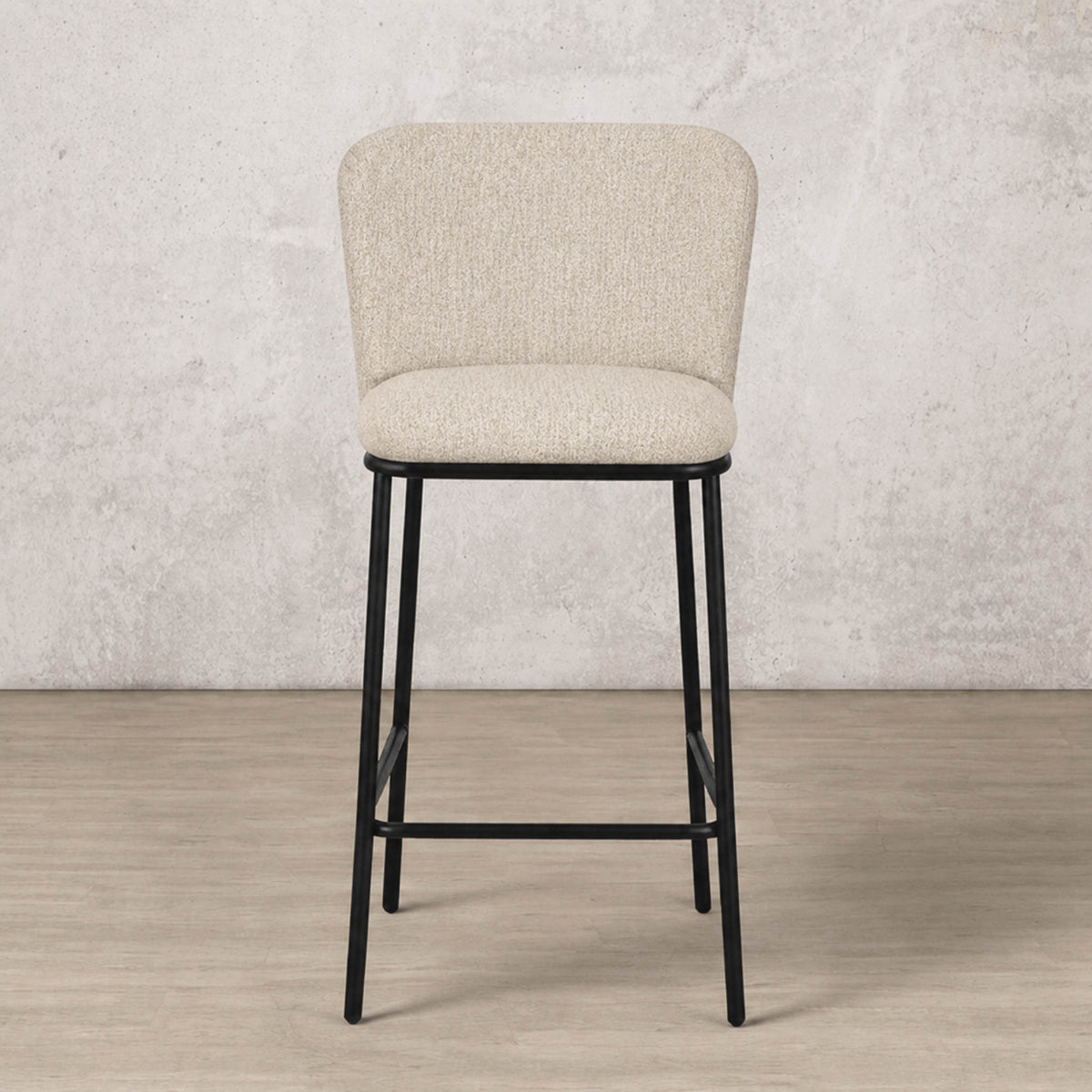 Front view of Carl Fabric Bar Chair - Beige | Bar chairs, bar chairs for sale, barstool, dining chair, bar stools and chairs 