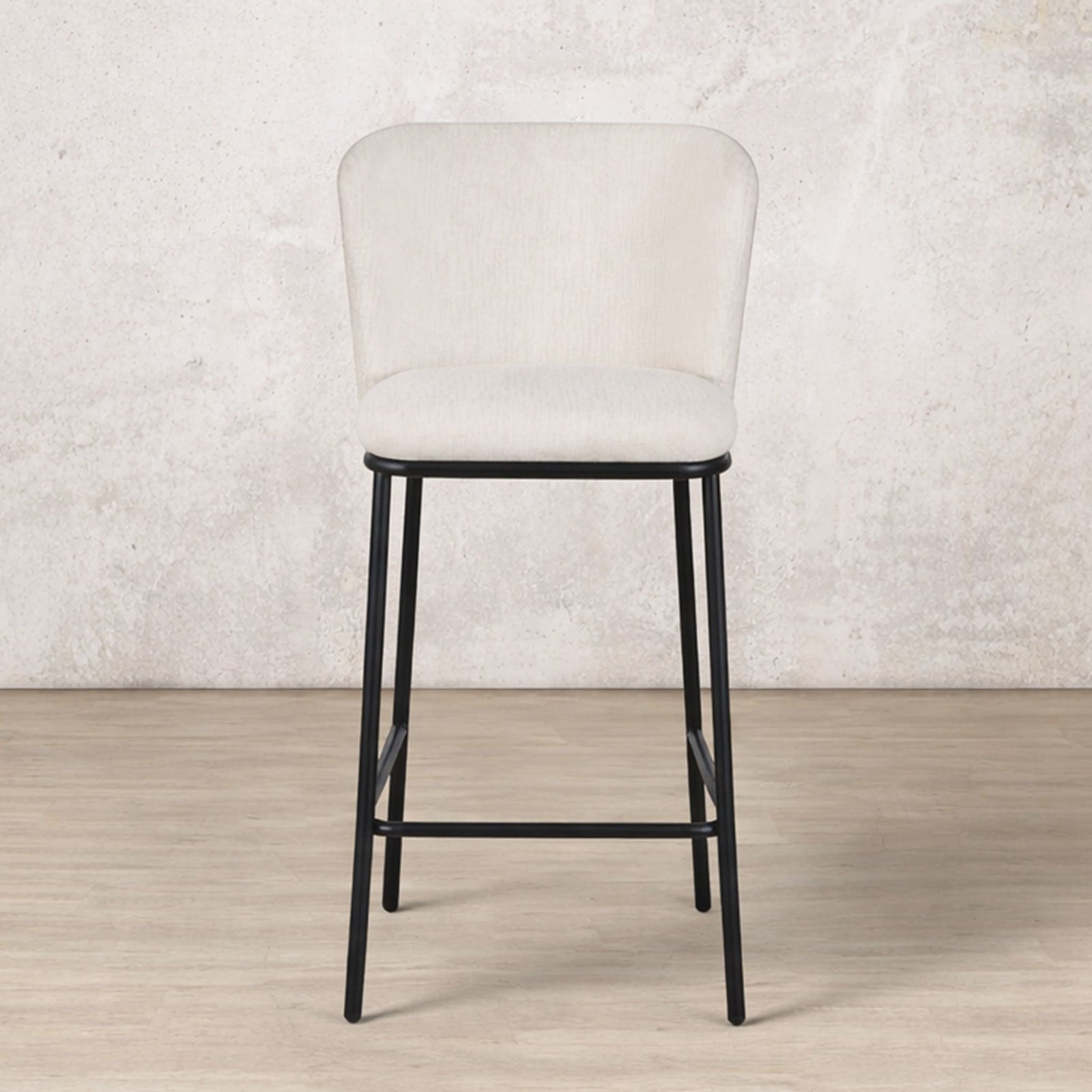 Front view of Carl Fabric Bar Chair - White | Bar chairs, bar chairs for sale, barstool, dining chair, bar stools and chairs 