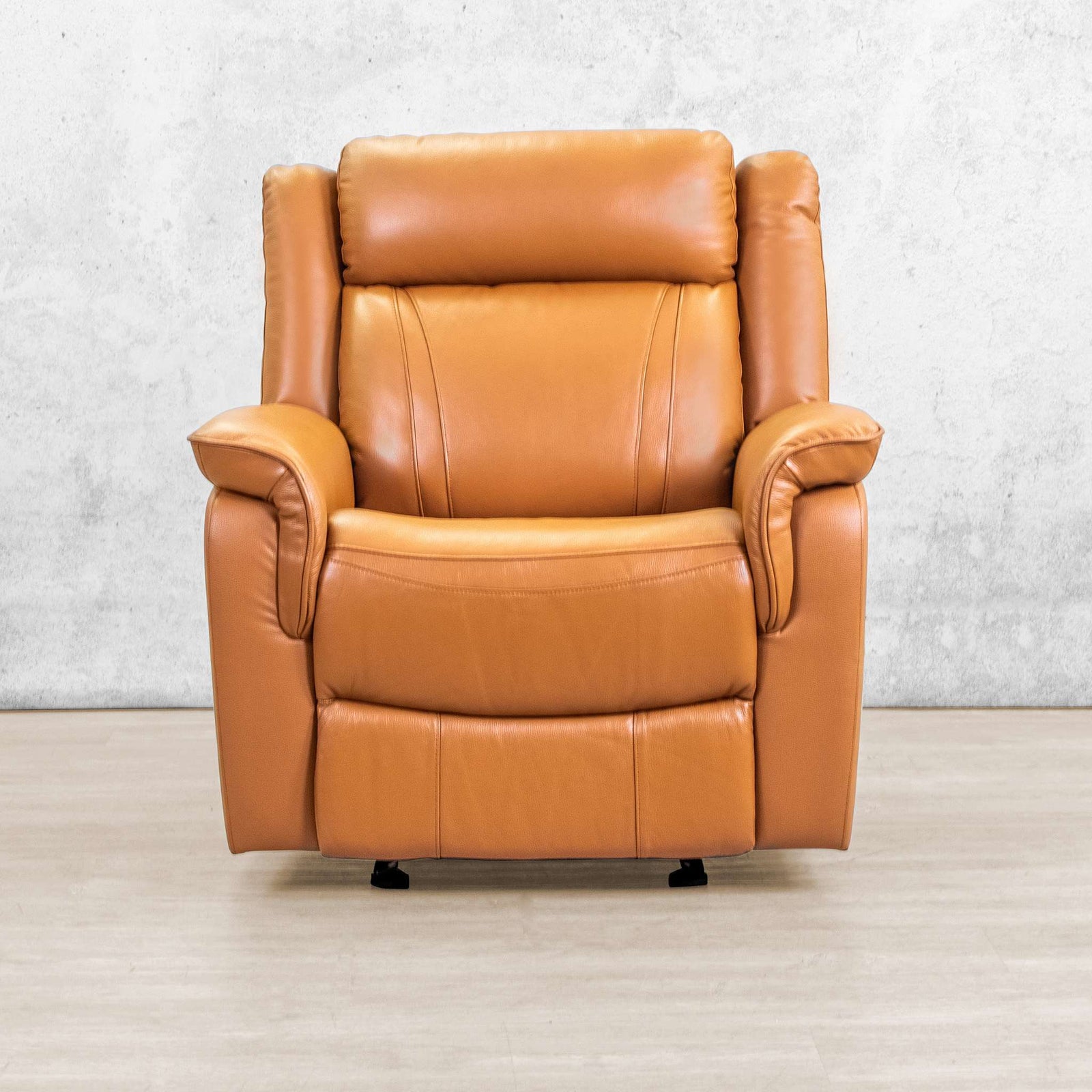  Carter leather one-seater home theatre recliner couch in tan. Comfortable leather recliner for living room or home theatre recliners in South Africa.