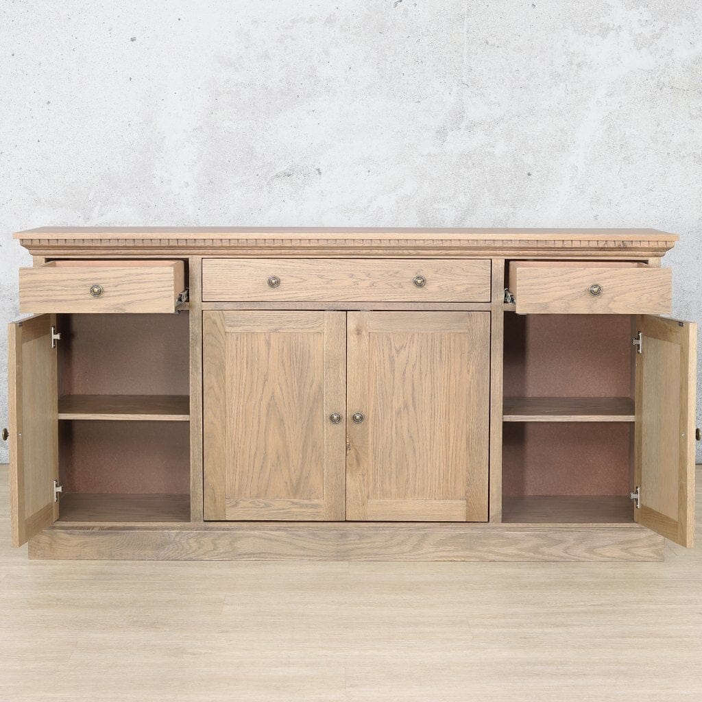 Charleston Sideboard - Antique Natural Oak Side Board Leather Gallery 