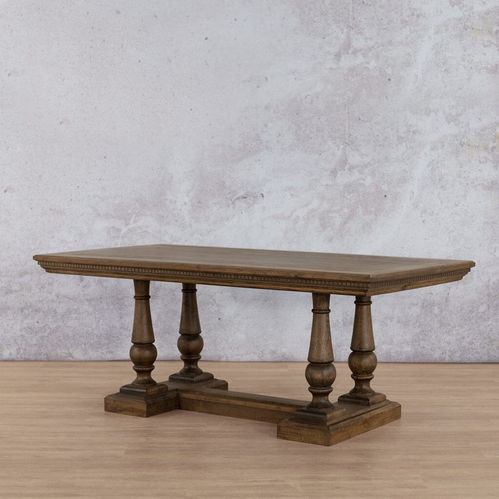 Charlotte Fluted Wood Dining Table - 2.4M / 8 or 10 Seater Dining Table Leather Gallery-antique-dark-oak