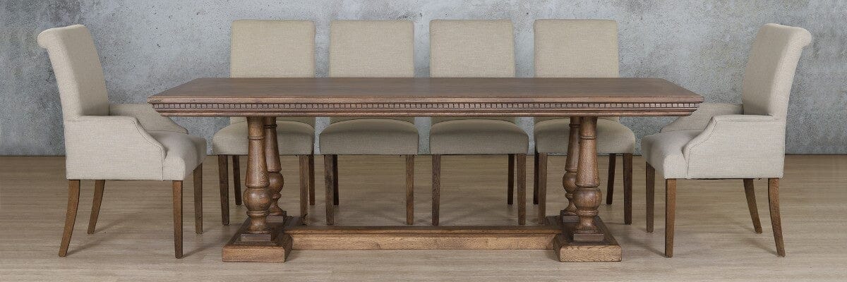 Charlotte Fluted Wood Top & Baron 10 Seater Dining Set Dining room set Leather Gallery 