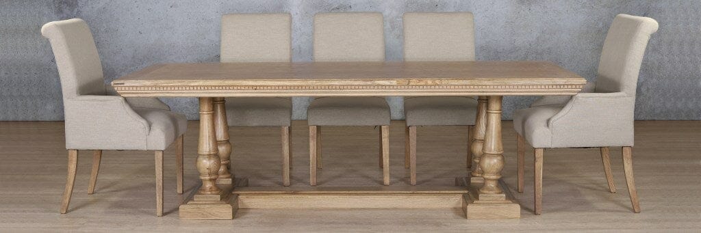 Charlotte Fluted Wood Top & Baron 8 Seater Dining Set Dining room set Leather Gallery 