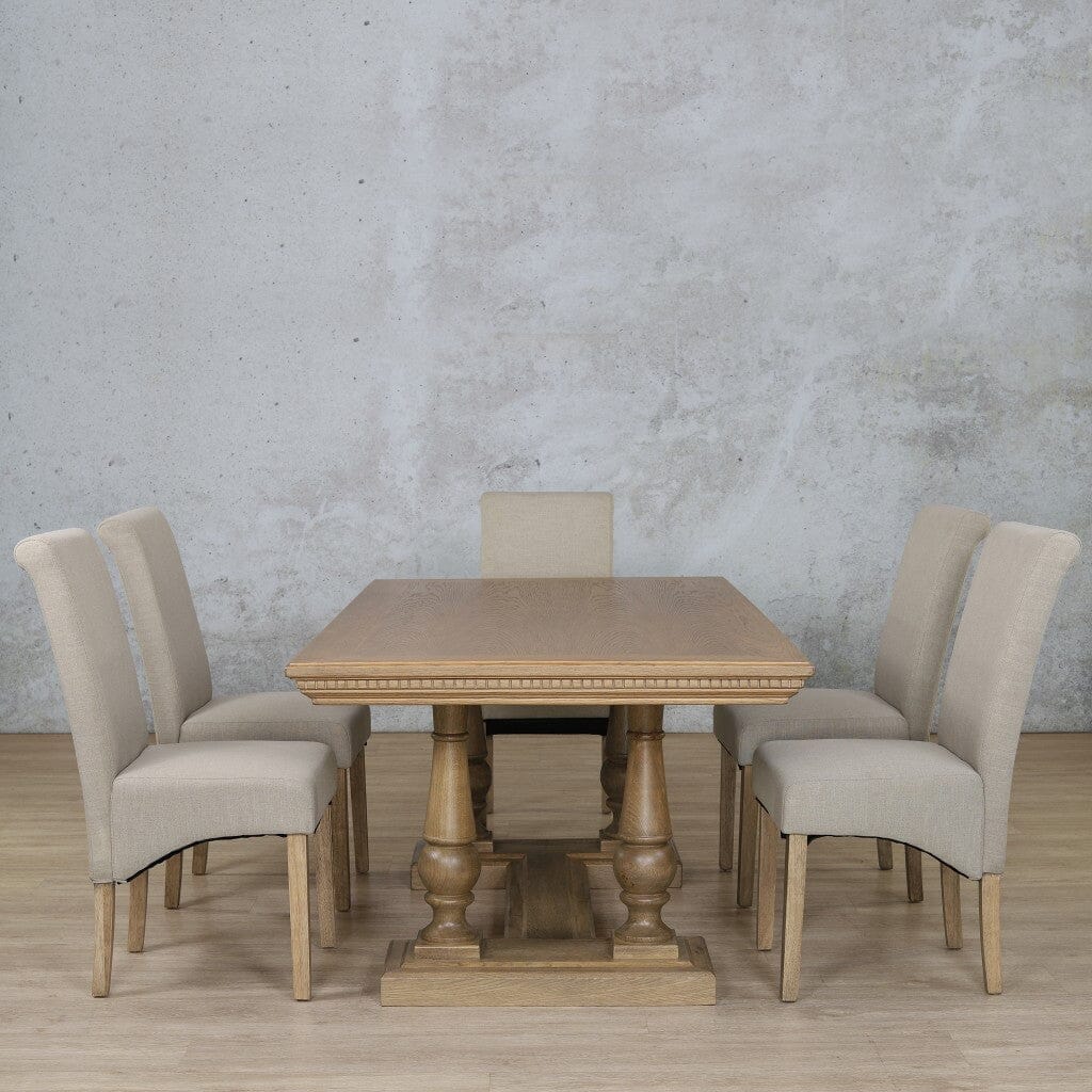 Charlotte Fluted Wood Top & Windsor 6 Seater Dining Set Dining room set Leather Gallery Antique Natural Oak