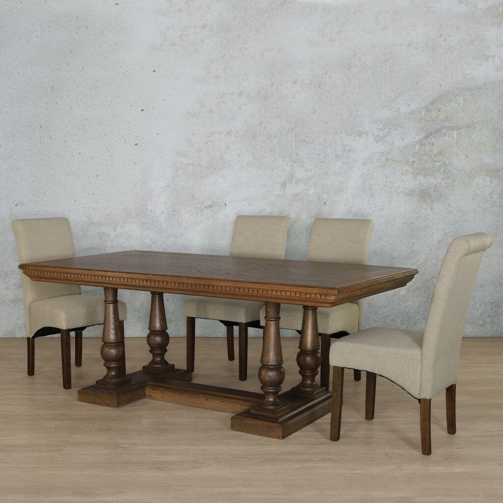 Charlotte Fluted Wood Top & Windsor 6 Seater Dining Set Dining room set Leather Gallery 