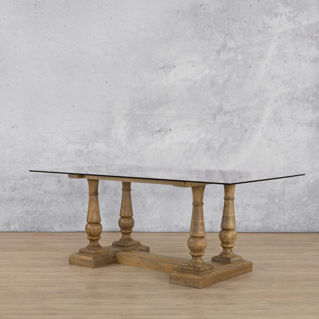 Charlotte Glass Dining Table - 2.4M / 8 or 10 Seater Dining Table Leather Gallery-antique-natural-oak