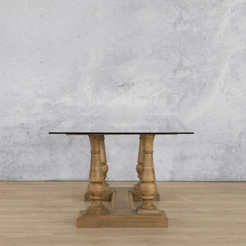 Charlotte Glass Dining Table - 2.4M / 8 or 10 Seater Dining Table Leather Gallery-antique-natural-oak