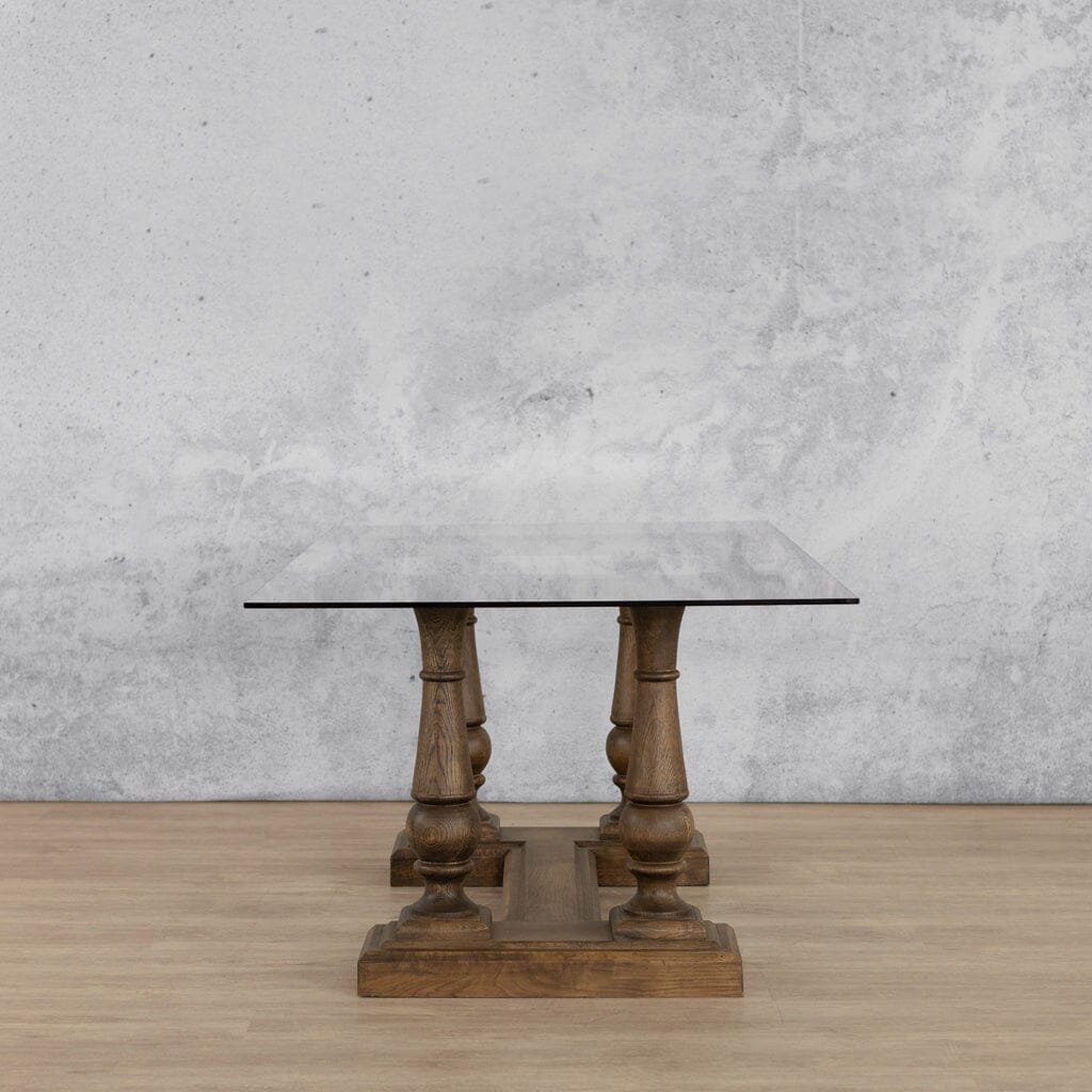 Charlotte Glass Dining Table - 2.4M / 8 or 10 Seater Dining Table Leather Gallery antique dark oak