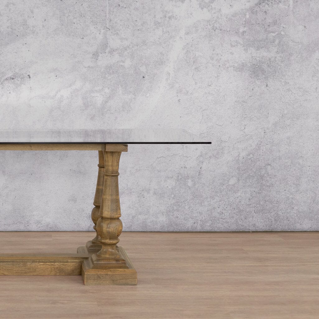 Charlotte Glass Dining Table - 2.4M / 8 or 10 Seater Dining Table Leather Gallery-antique-natural-oak
