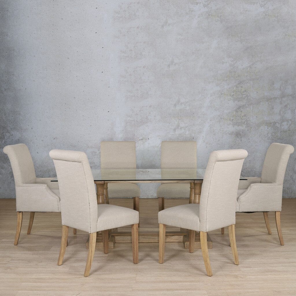 Charlotte Glass Top & Baron 6 Seater Dining Set Dining room set Leather Gallery 