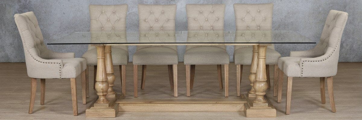 Charlotte Glass Top & Duchess 10 Seater Dining Set Dining room set Leather Gallery 